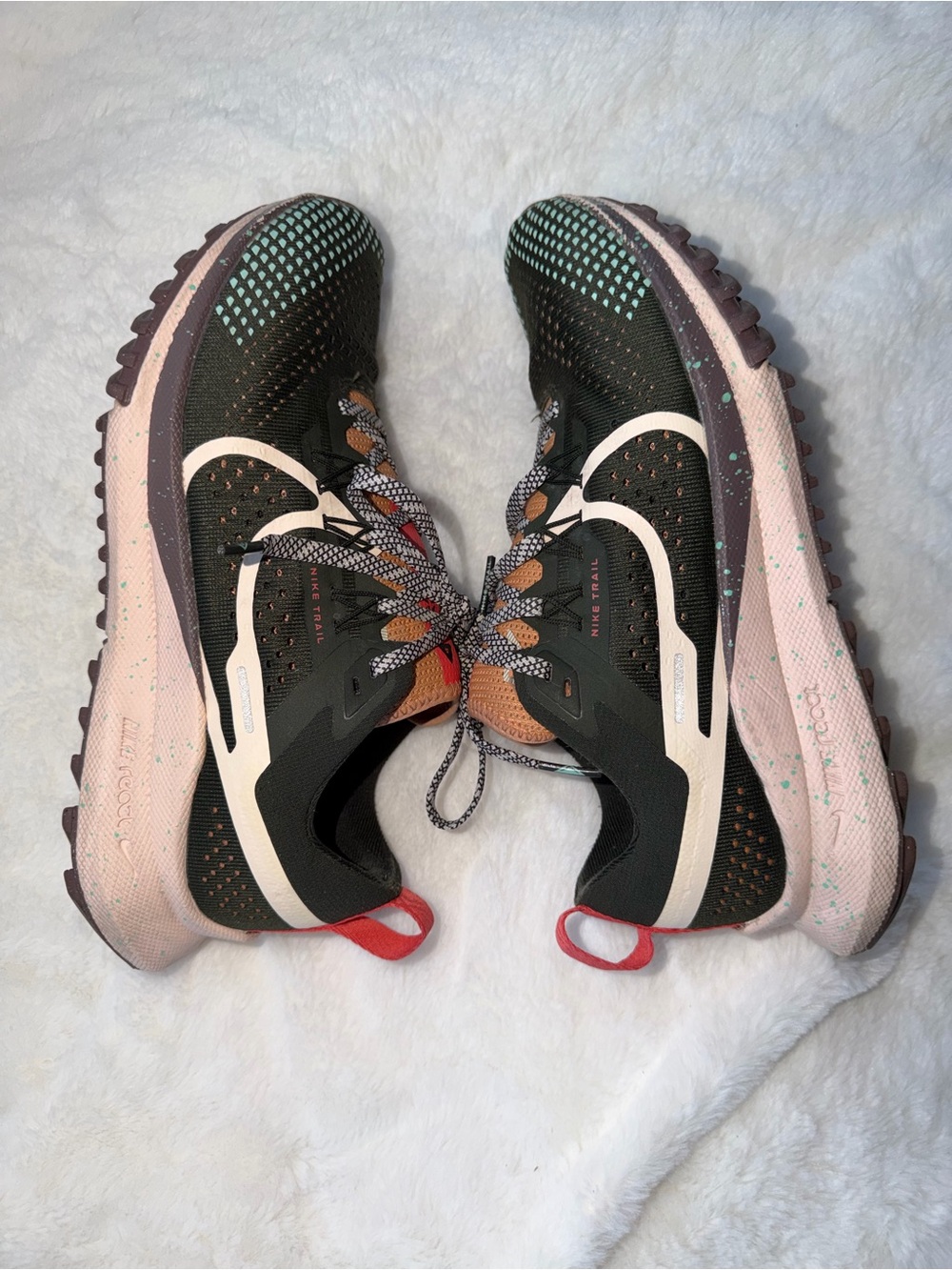 Nike Women's Black, Pink and Mint Trail Running Shoes